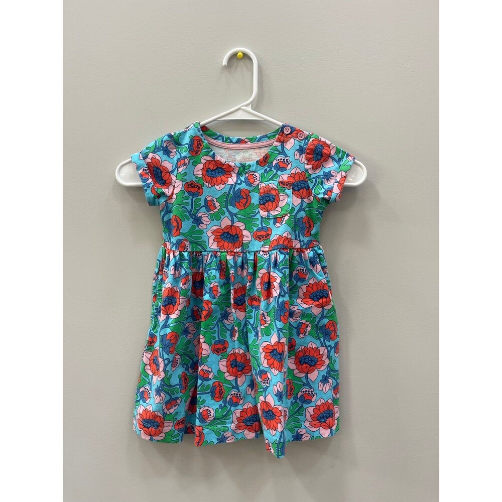 Mini Boden Jersey Dress Flower Floral Blue Dress 3/4